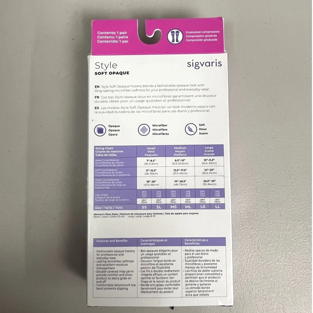 Sigvaris Soft Opaque Black 20-30 mmHg Thigh High Compression Stockings ML Closed